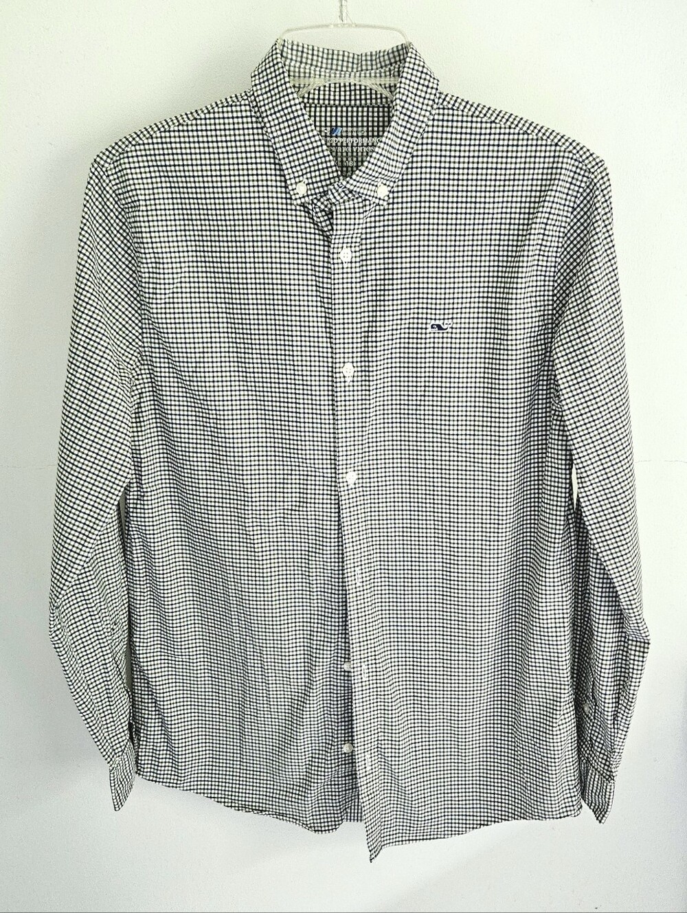 Vineyard Vines Check On The Go Performance Button Down Black White
